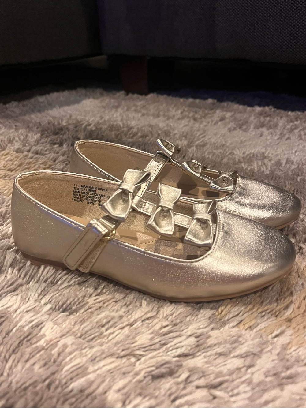 Toddler Girls Cat and Jack Triple Bow Gold Ballet Flats - 10